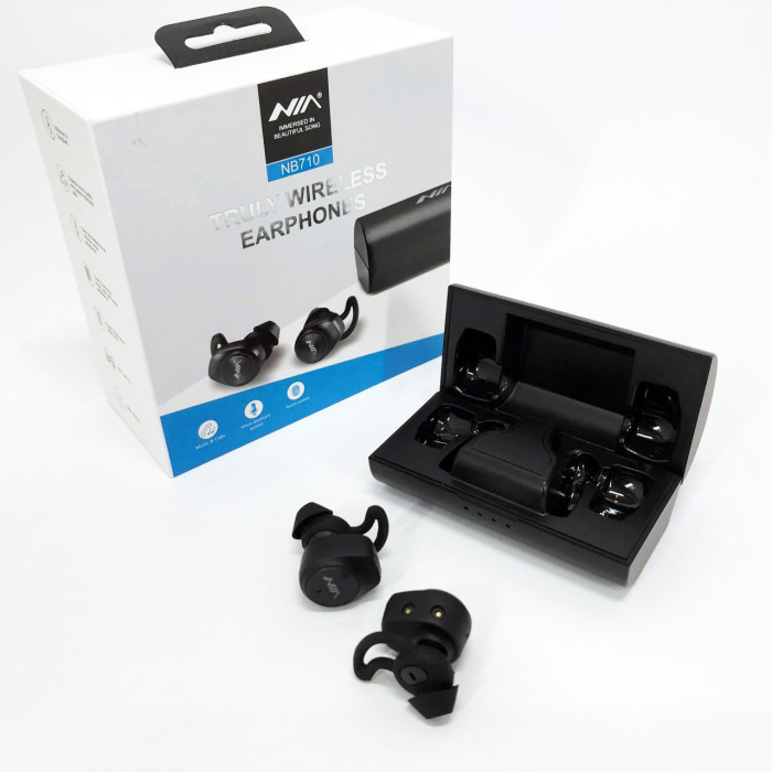 Навушники Bluetooth NIA NB710 з кейсом чорні бездротові, Навушники для тренувань сенсорні бездротові
