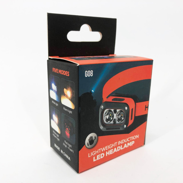 Ліхтар налобний G08-2XPG(white+yellow)+LED(red), Налобний ліхтар для автолюбителів, Led ліхтар налобний