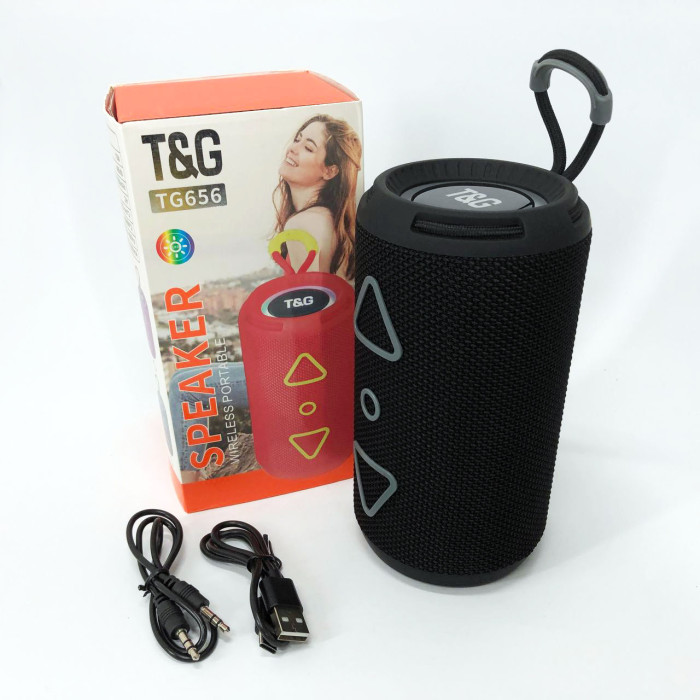 Bluetooth колонка портативна TG656 FM-радіо, акумуляторна колонка для музики. Колір: чорний