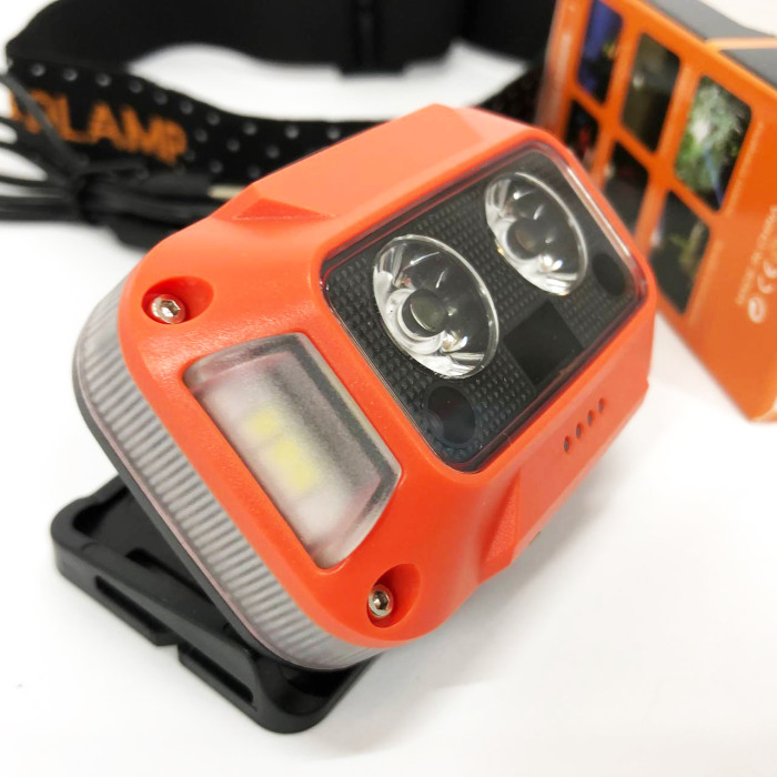 Ліхтар налобний WH-0218-XPG(white+yellow)+SMD(red), Налобний ліхтар для туризму риболовлі та полювання