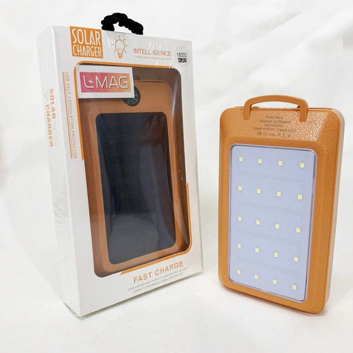 УМБ Power Bank Solar 18000 mAh мобільне зарядне з сонячною панеллю та лампою, Power Bank Charger Orange
