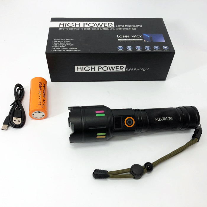 Ліхтар NIGHT VISION FLUORESCENCE X83 WHITE LASER PM30-TG, світлодіодний ручний акумуляторний портативний