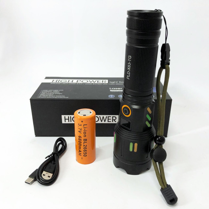 Ліхтар NIGHT VISION FLUORESCENCE X83 WHITE LASER PM30-TG, світлодіодний ручний акумуляторний портативний