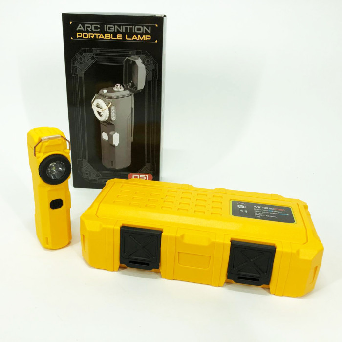 Ліхтарик-запальничка армійська MULTIFUNCTIONAL D51-COB електроімпульсна акумуляторна. Колір: жовтий