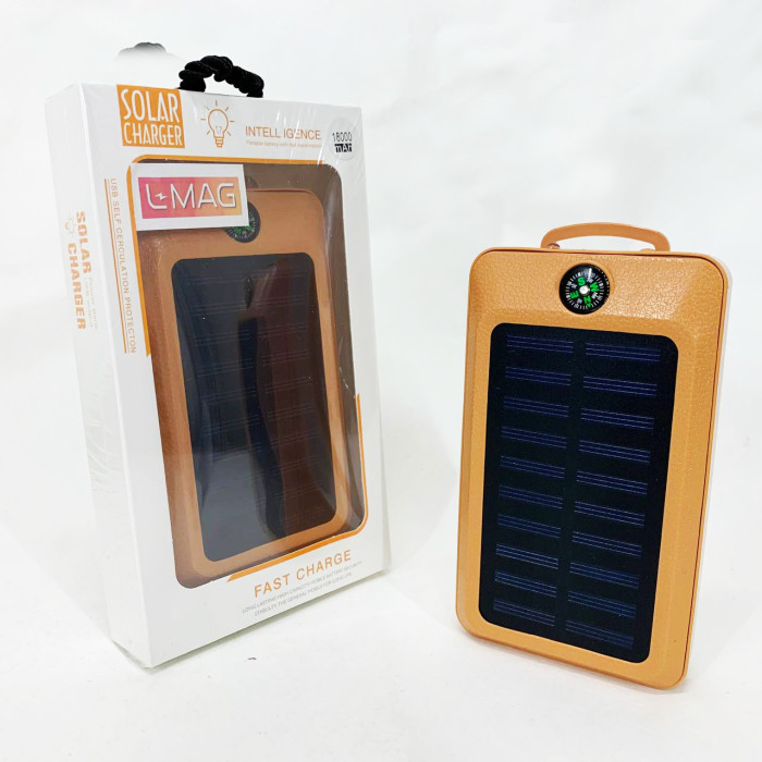 УМБ Power Bank Solar 18000 mAh мобільне зарядне з сонячною панеллю та лампою, Power Bank Charger Orange