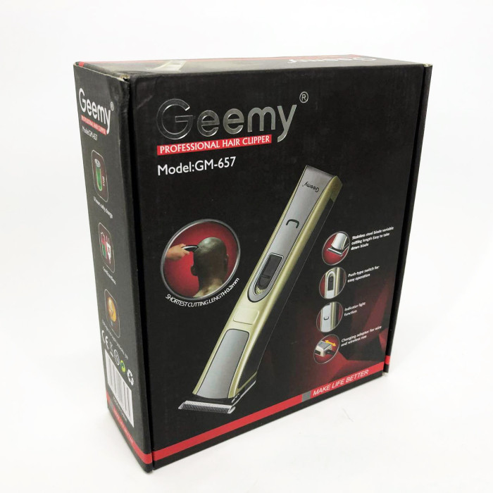 Машинка для стрижки Gemei GM-657 бездротова з комплектом насадок, Перукарські машинки