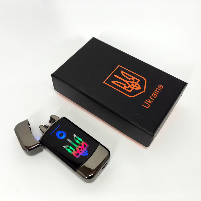 Дугова електроімпульсна запальничка із USB-зарядкою Україна LIGHTER HL-439, із зарядкою. Колір: чорний