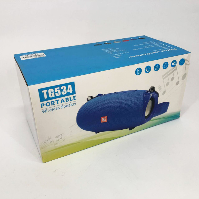 Портативна Bluetooth колонка TG534 SD IPX5 з ремінцем, портативна колонка блютус. Колір: синій