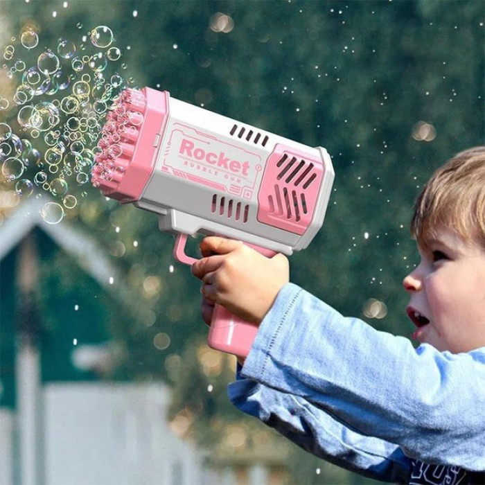 Дитячий пістолет мильні бульки Rocket Bubble Gun 15,8 см автоматичний. Колір: рожевий