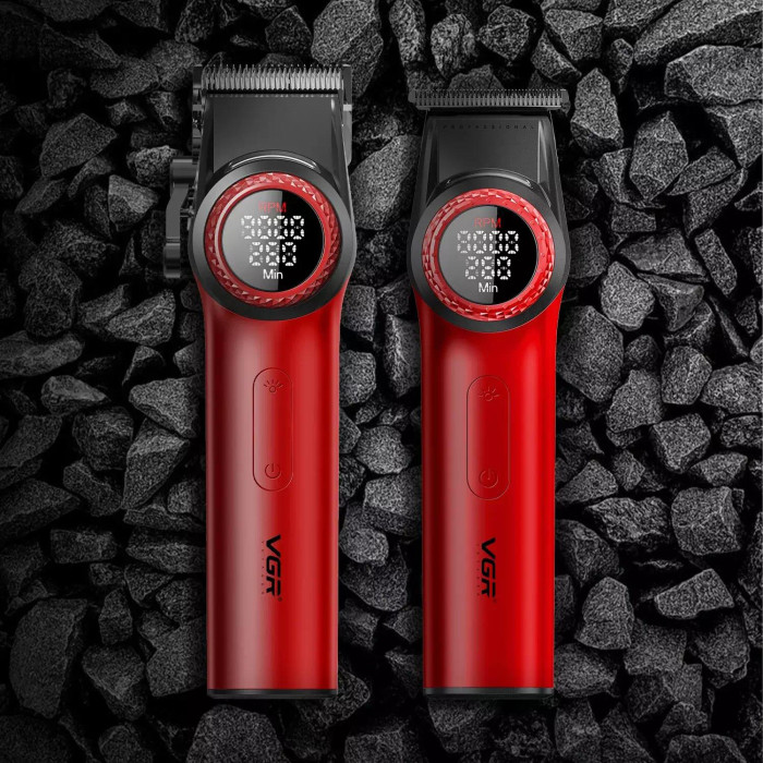 Набір VGR 2 в 1 V-001 V-977 RED, акумуляторна машинка для стрижки та триммер. Колір: червоний