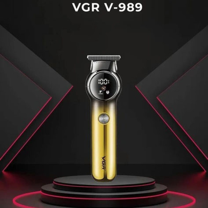 Тример для бороди та вусів VGR V-989. Машинка для стрижки, окантування кераміка+сталь. Колір: золотий