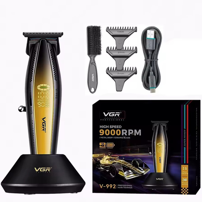 Машинка для стрижки волосся з потужним мотором XPRO VGR V-992 GOLD з насадками 1-2-3 мм