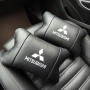 Подушки Mitsubishi з натуральної шкіри, Автоподушки на підголовник + шкіряний брелок з логотипом