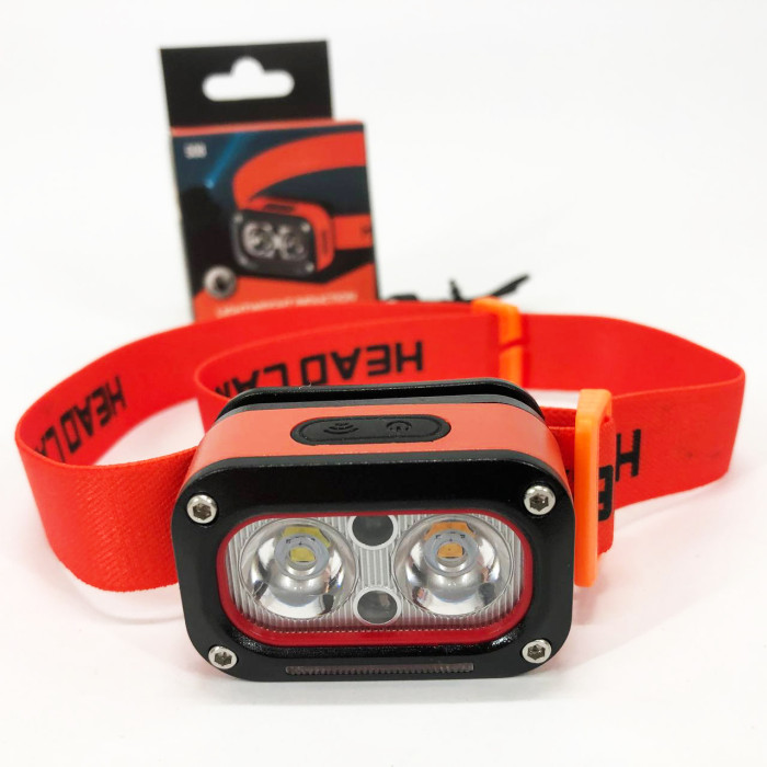Ліхтар налобний G08-2XPG(white+yellow)+LED(red), Налобний ліхтар для автолюбителів, Led ліхтар налобний