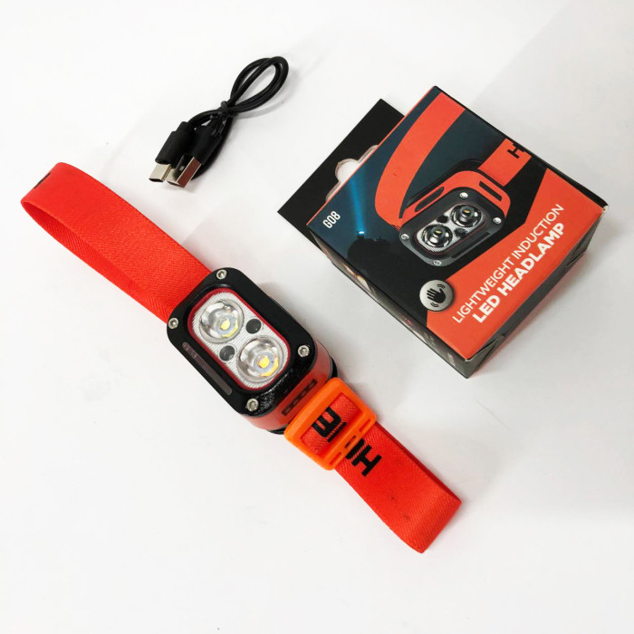 Ліхтар налобний G08-2XPG(white+yellow)+LED(red), Налобний ліхтар для автолюбителів, Led ліхтар налобний