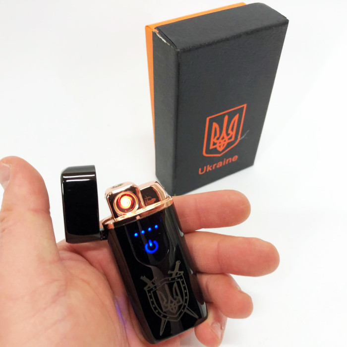 Електрична та газова запальничка Україна з USB-зарядкою HL-432, сенсорна запальничка. Колір: чорний