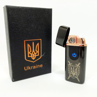 Електрична та газова запальничка Україна з USB-зарядкою HL-432, сенсорна запальничка. Колір: чорний