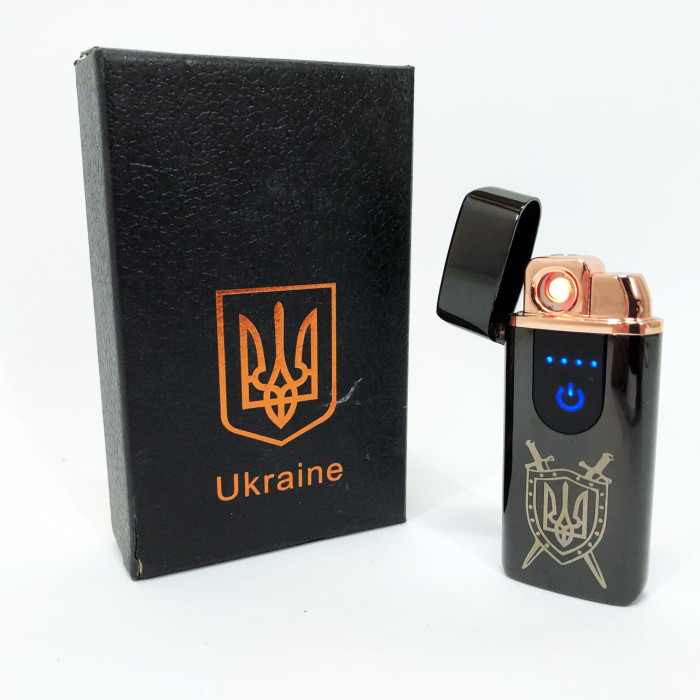 Електрична та газова запальничка Україна з USB-зарядкою HL-432, сенсорна запальничка. Колір: чорний