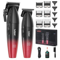 Професійний набір для стрижки волосся VGR V-640 акумуляторний Barber Combo PREMIUM. Колір: червоний