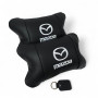 Набір шкіряних подушок Mazda з вишивкою логотипу + подарунок – шкіряний брелок