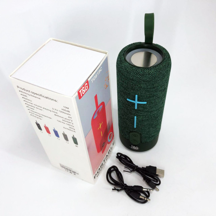 Портативна Bluetooth колонка TG619C FM-радіо USB/TF з ремінцем, колонка з акумулятором. Колір: зелений