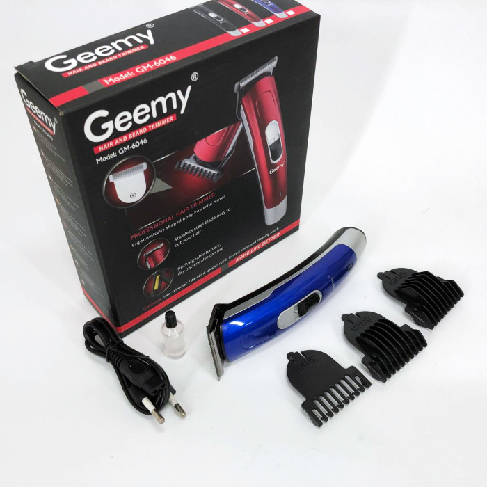 Машинка для стрижки волосся Gemei GM-6046, Акумуляторний універсальний тример для стрижки. Колір: синій