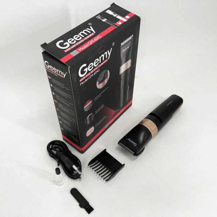 Акумуляторна машинка для стрижки волосся Gemei GM-6042, окантувальна машинка. Колір: чорний
