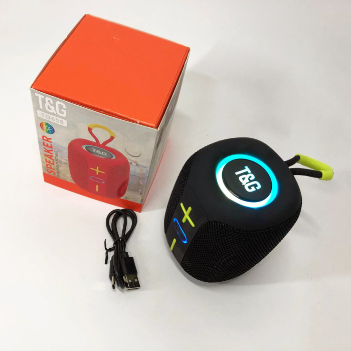 Портативна Bluetooth колонка TG658 8W з RGB підсвічуванням, Бездротова колонка потужна. Колір: чорний