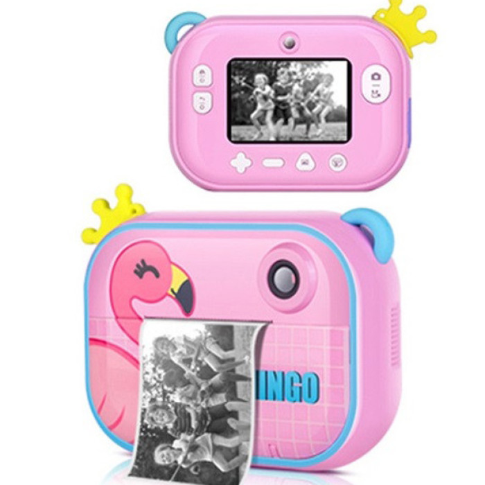 Дитячий фотоапарат миттєвого друку YT008 PINK FLAMINGO з підтримкою microSD