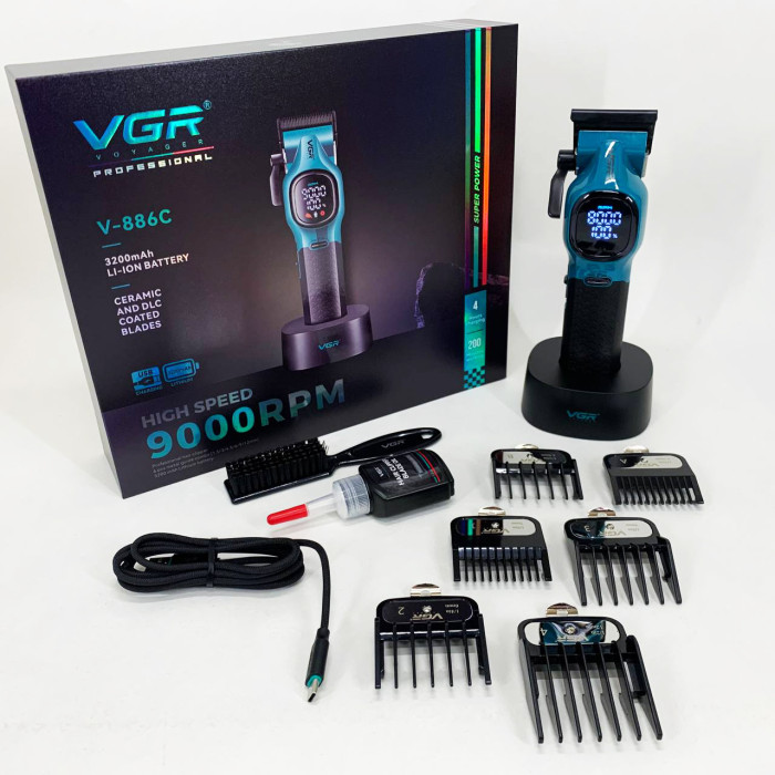 Машинка для стрижки акумуляторна VGR V-886C BLUE