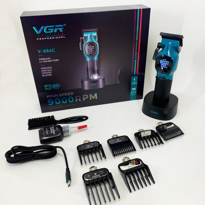 Машинка для стрижки акумуляторна VGR V-886C BLUE