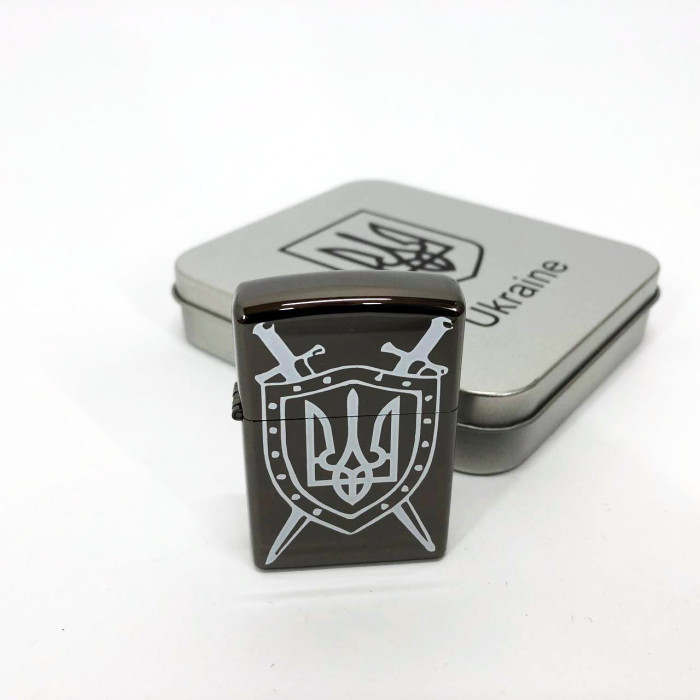 Дугова електроімпульсна запальничка USB Україна металева коробка HL-446. Колір: чорний