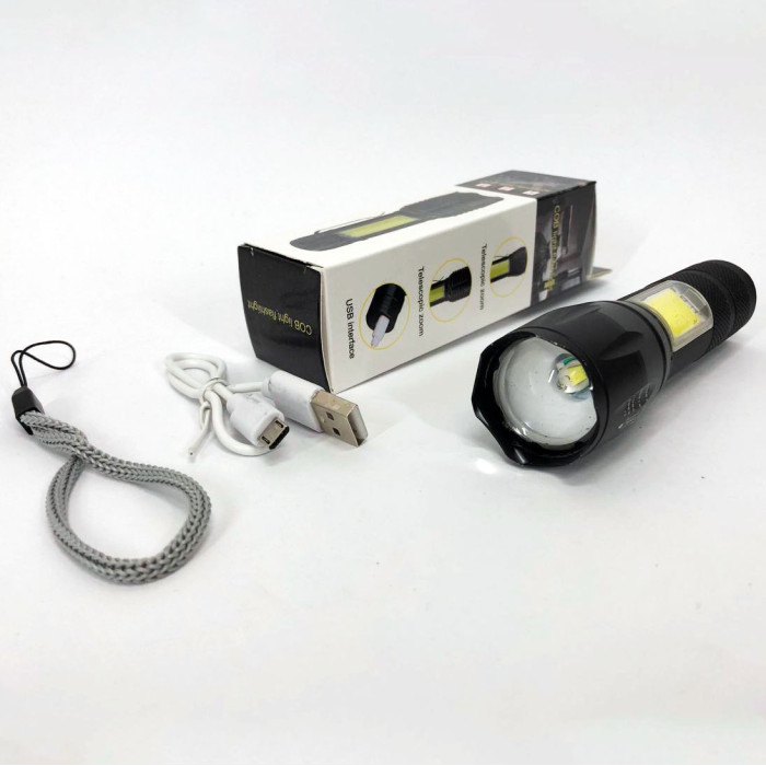 Ліхтарик акумуляторний ручний Bailong BL-29 діод T6 + COB зарядка від USB, ліхтарик led, водонепроникний