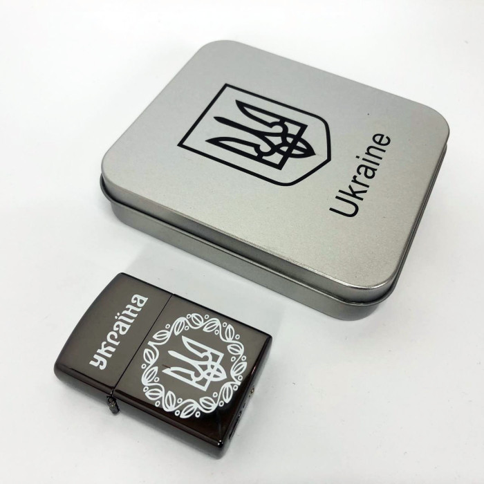 Дугова електроімпульсна запальничка USB Україна металева коробка HL-447. Колір: чорний