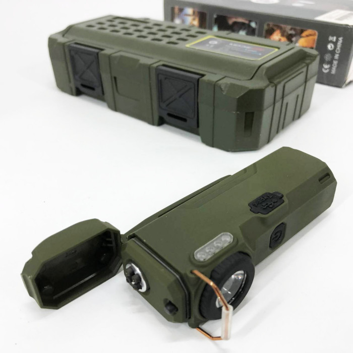 Ліхтарик-запальничка армійська MULTIFUNCTIONAL D51-COB, Запальничка на подарунок в упаковці. Колір: зелений