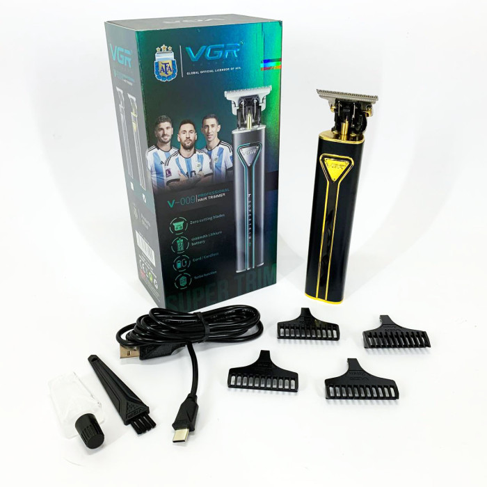 Професійна акумуляторна машинка для стрижки VGR V-009 тример для бороди та вусів. Колір: золотий