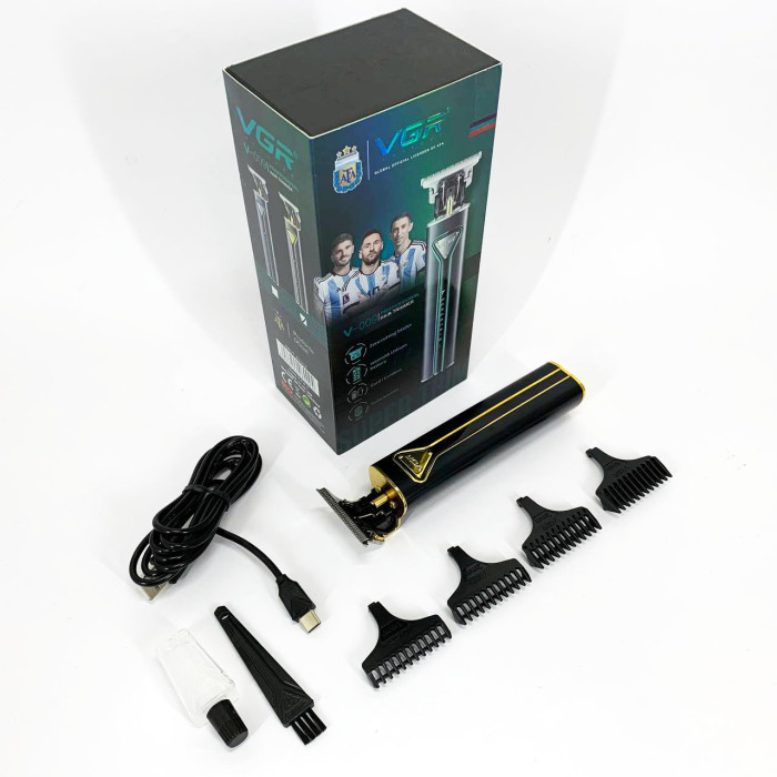 Професійна акумуляторна машинка для стрижки VGR V-009 тример для бороди та вусів. Колір: золотий