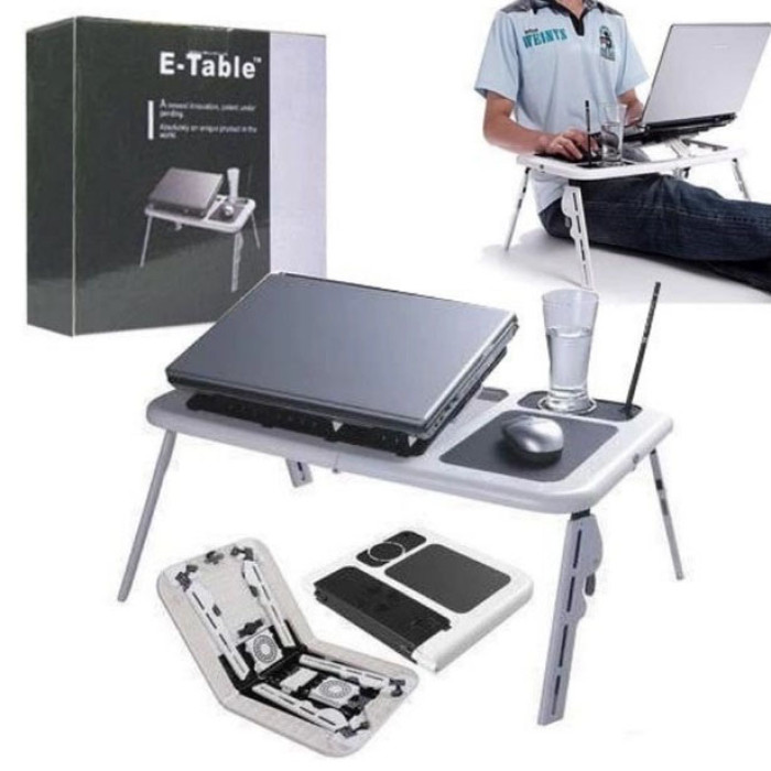 Складаний столик для ноутбука LD-09 E-Table, столик з охолодженням 2 USB кулера, Стіл підставка з вентиляцією