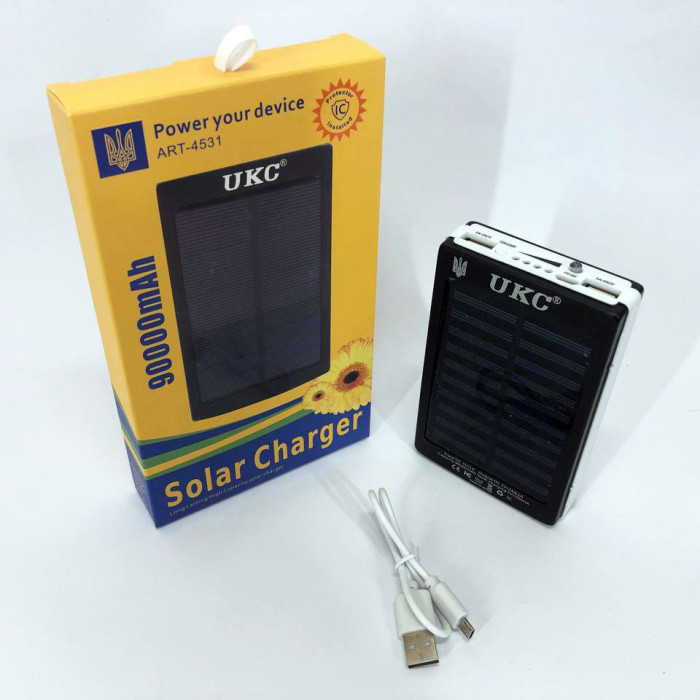 УМБ Power Bank Solar 90000 mAh мобільне зарядне з сонячною панеллю та лампою, Power Bank Charger Батарея