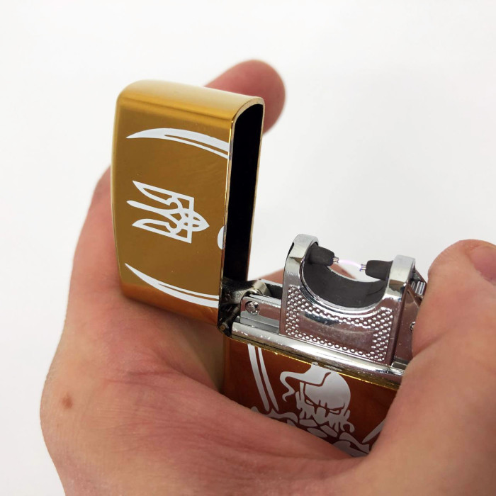 Дугова електроімпульсна запальничка USB Україна (металева коробка) HL-449. Колір: золотий
