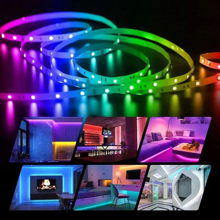 Світлодіодна стрічка SMD 5050 RGB LED 2 м IP65 з пультом та блоком живлення USB, 2м, Стрічка світлодіодна 5050