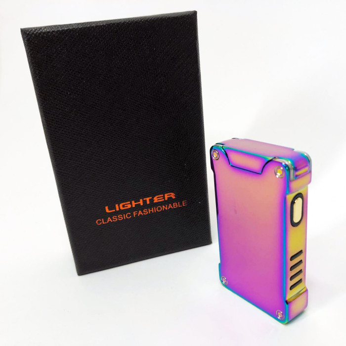 Дугова електроімпульсна запальничка із USB-зарядкою ліхтариком LIGHTER HL-437. Колір: хамелеон