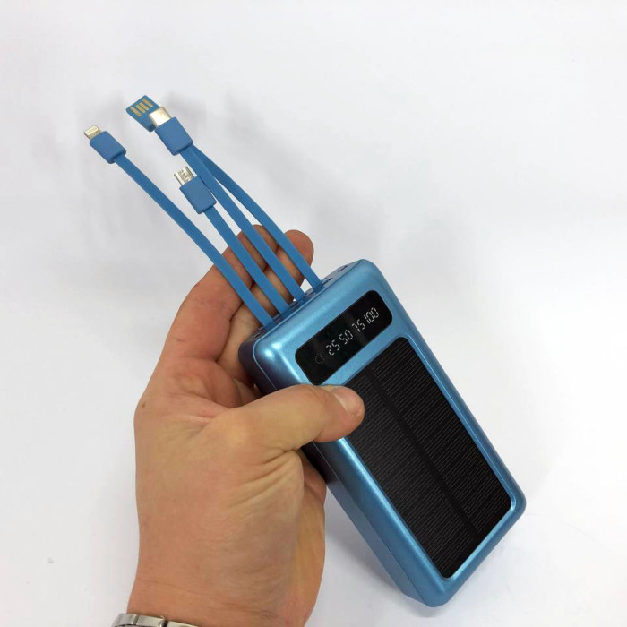 Портативний зарядний пристрій на 20000mAh, Power Bank на сонячній батареї, для планшета. Колір: синій