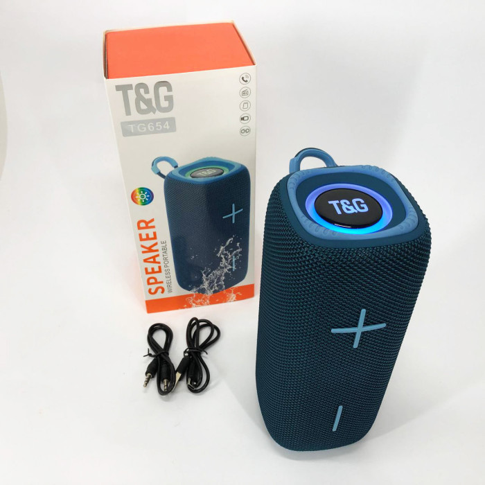 Портативна колонка Bluetooth TG654 8W з підсвічуванням, Акумуляторна колонка для музики. Колір: синій