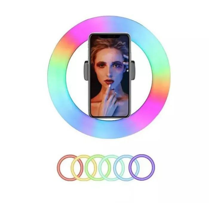 Кільцева світлодіодна лампа RGB LED RING MJ26 26 см з утримувачем телефону, кільцева лампа велика