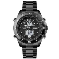 Годинник наручний чоловічий SKMEI 1670BKWT BLACK-WHITE, Армійський годинник протиударний. Колір: чорний