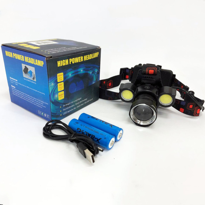 Налобний акумуляторний ліхтар HeadLight BL-001 діод T6+Cob, Налобний ліхтарик з USB зарядкою, з лінзою