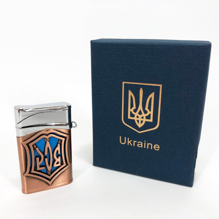 Запальничка газова ЗСУ Подарункова коробка, Гостре полум'я HL-4112-4, Запальничка з турбонаддувом. Колір: бронза