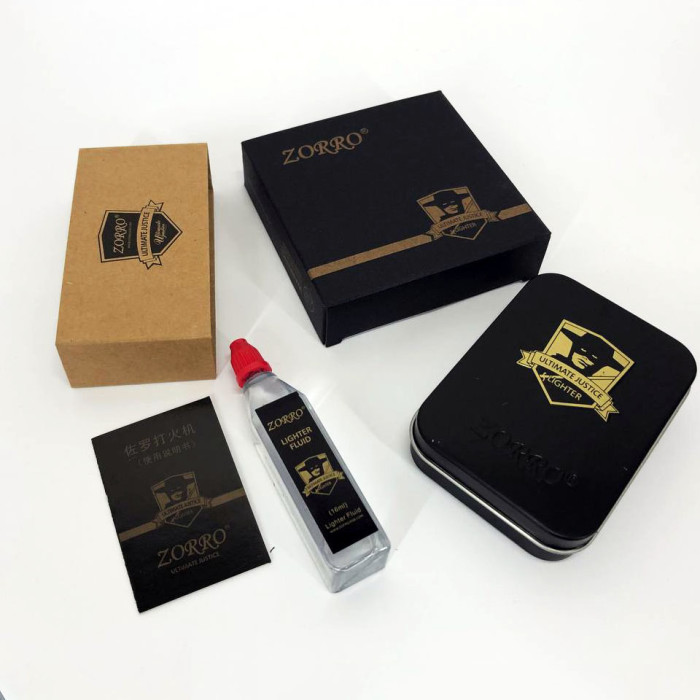 Запальничка бензинова Zorro HL-300, запальничка на день народження, запальничка у подарунковому футлярі