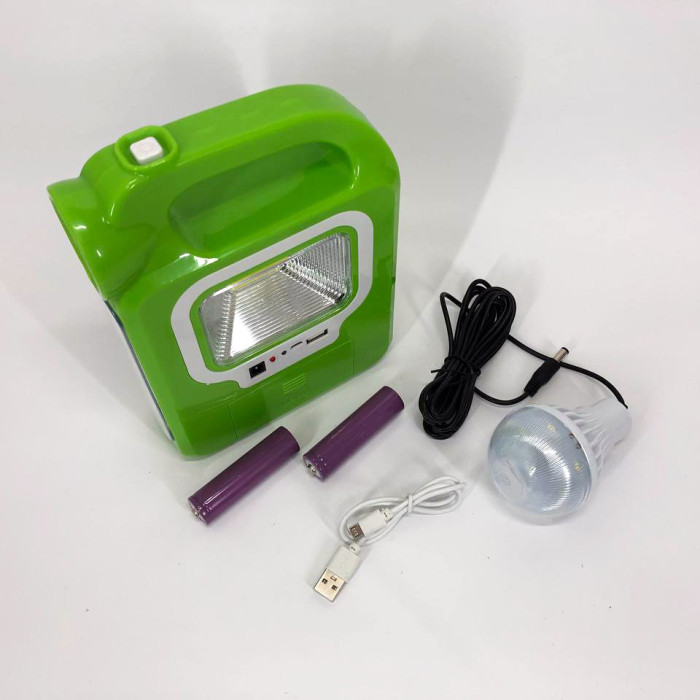 Ліхтар кемпінг переносний 6399А - LED+COB, power bank, 2x18650, сонячна батарея. Колір: зелений